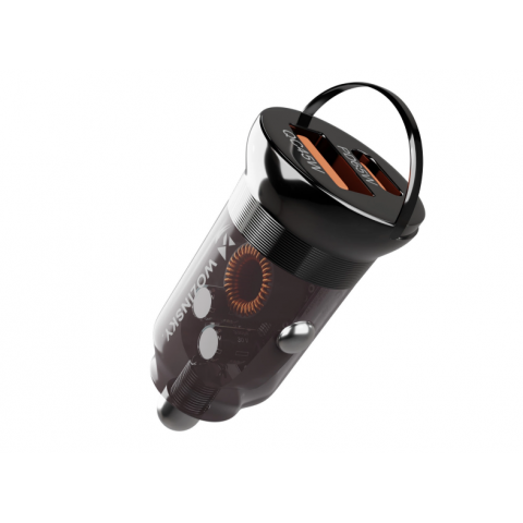 Automobilinis įkroviklis 12-24V USB + USB C 65W juodas Wozinsky